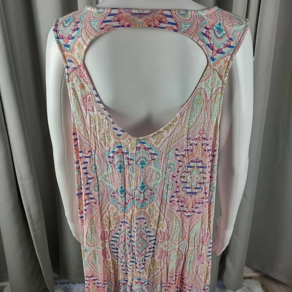 Ellen Tracy Women's Open Back Lightweight Multicolor Sleeveless Midi Dress XL - Picture 5 of 12